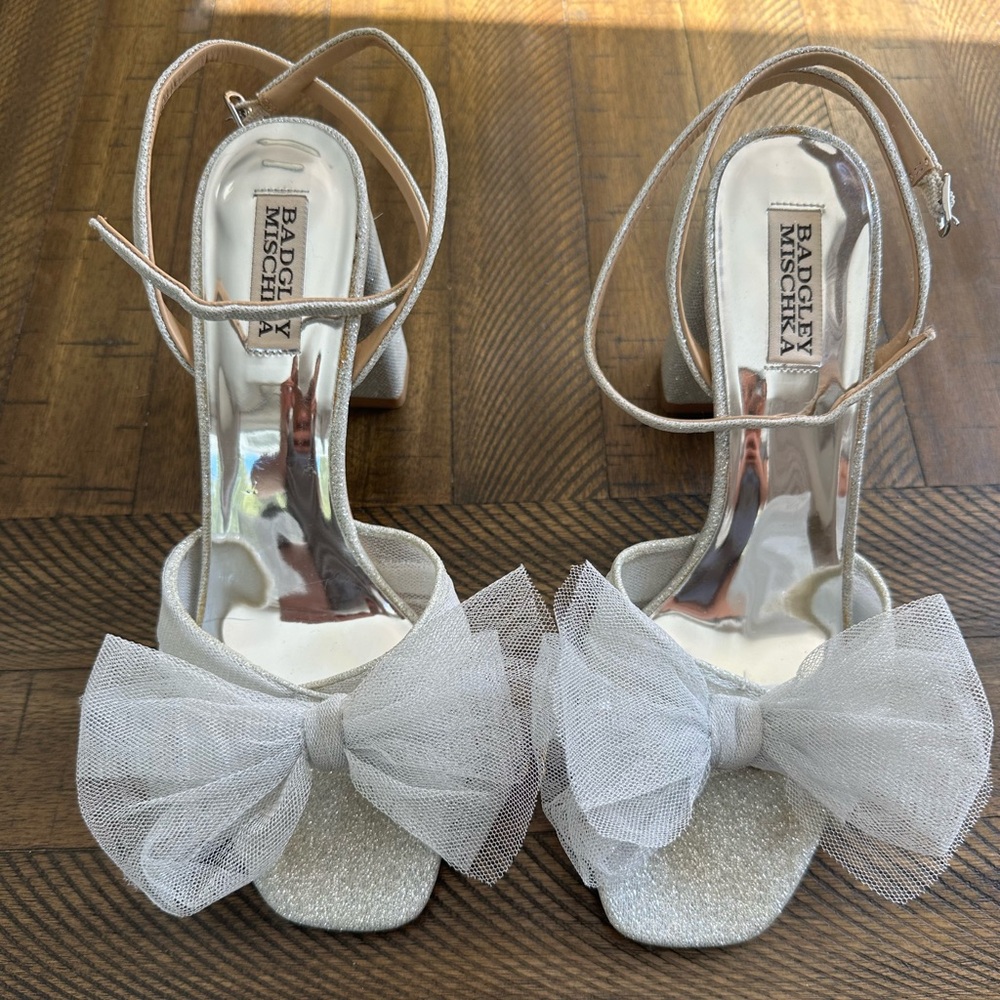 Badgley Mischka Glittering Silver Sandals